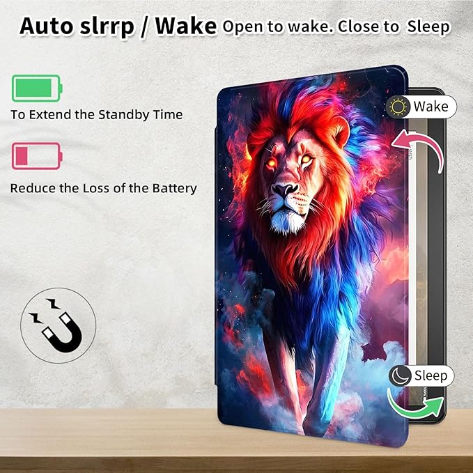 Case for Samsung Galaxy Tab S10 FE / S9 FE 5G 10.9 inch & Tab S9 11 inch, PU Leather 360° Rotating Stand Cover, Auto Sleep/Wake, Folio Smart Protective Cover, Lion