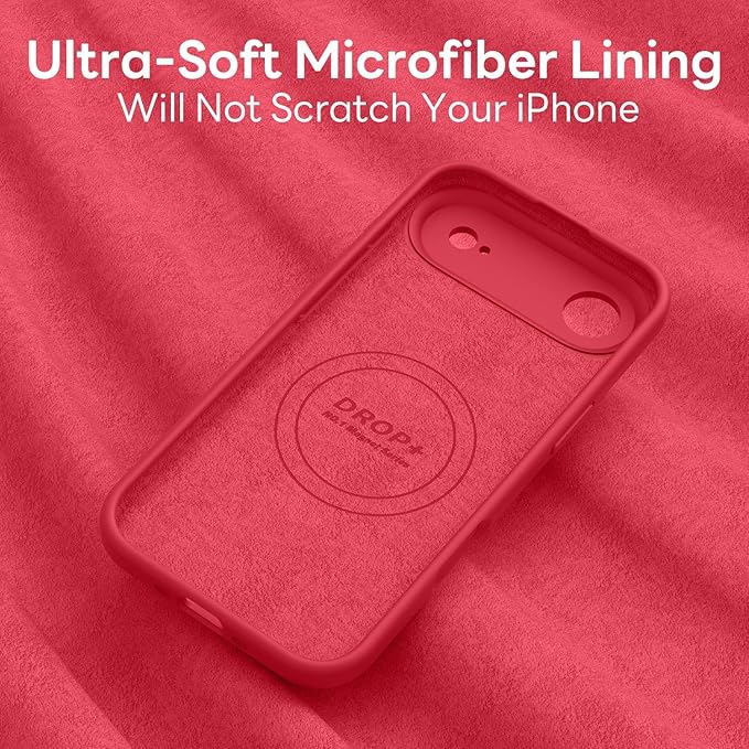 Vooii Magnetic Compatible with iPhone Air Case (Compatible with Magsafe) (Upgraded Camera Protection) Liquid Silicone Shockproof Full Body Protective Phone Cover for Women Men, Red, 6.5"