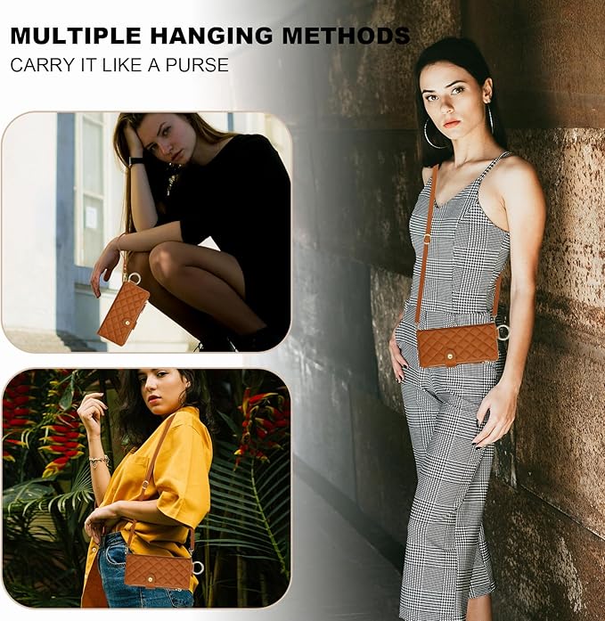 KIHUWEY for Galaxy Z Fold 7 Wallet Case with Card Holder Premium Leather Magnetic RFID Blocking Shockproof Zipper Wrist Strap Lanyard Cover for Samsung Galaxy Z Fold 7 8.0 Inch (Brown)