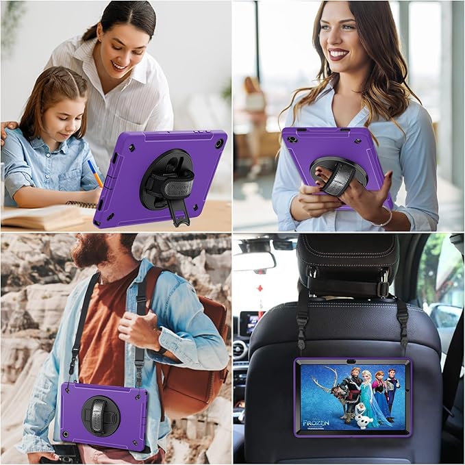 Case for Galaxy Tab A9 Plus 5G 2023: Heavy Duty TPU Cover for Samsung Tablet A9+ 11 Inch with Screen Protector- Stand - Handle - Shoulder Strap -S-Pen Holder- Purple