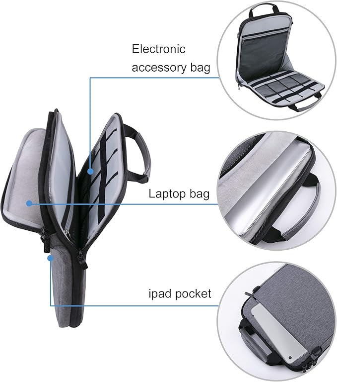 iCozzier Laptop Shoulder Bag, 13-13.3 Inch Laptop Tablet Sleeve Case Horizontal and Vertical Style with Handle & Removable Shoulder Strap for 13.3" Macbook/Notebook/11 iPad Pro 2020