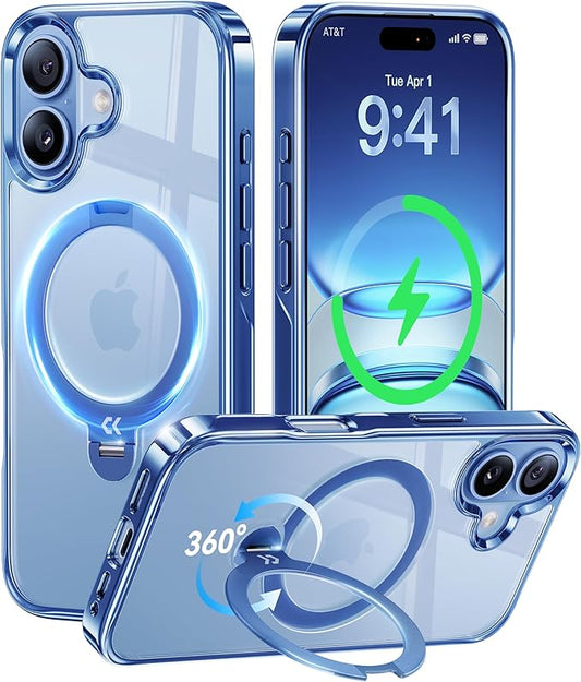 CASEKOO Mist Blue Designed for iPhone 17 Case with 360 Spin Magnetic Stand [Fit for MagSafe][17FT Military Protection] Slim Polished for iPhone 17 Case with Stand 6.3'', Mist Blue