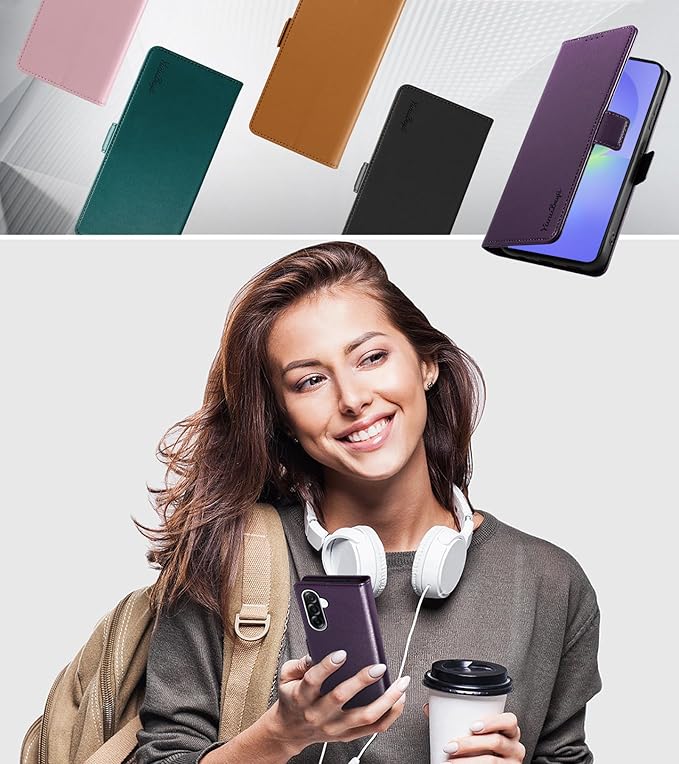 Wallet Flip Case for Samsung Galaxy A36 5G - [RFID Blocking] Luxury PU Leather Card Holder Magnetic Phone Cover with Kickstand,Shockproof Protective Case,Purple