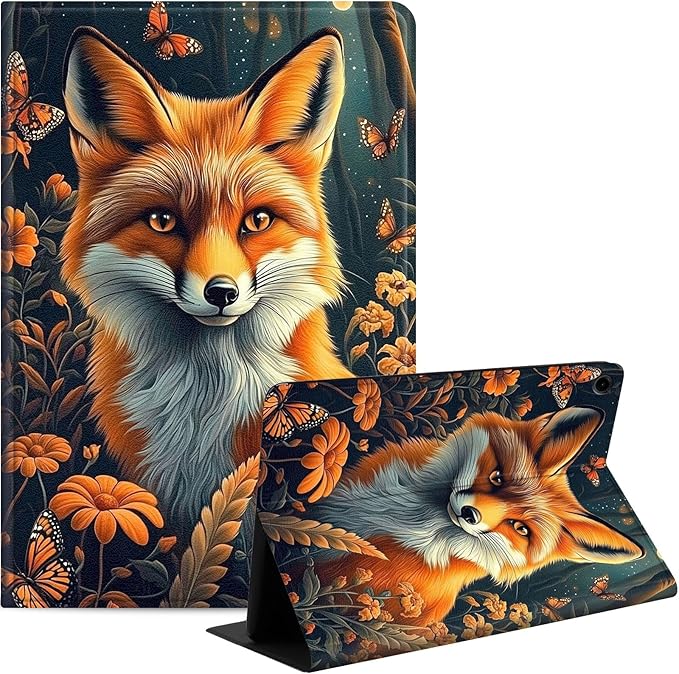 Case for Samsung Galaxy Tab A9+/A9 Plus 11” 2023 Model (SM-X210/X216/X218), Slim PU Leather Stand Cover with Auto Wake/Sleep, Multi-Angle Viewing & Shockproof, Fox Flowers