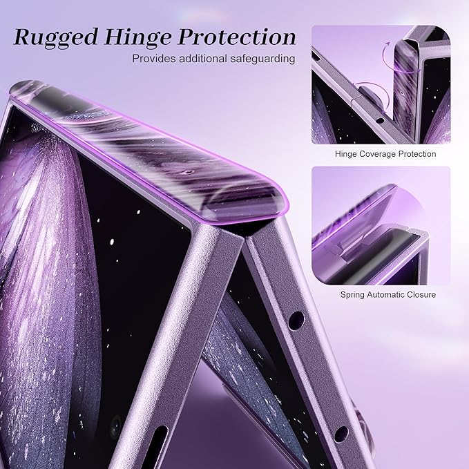 GVIEWIN for Samsung Galaxy Z Fold 7 Case Built-in HD Screen Protector [Compatible with Magsafe][Hidden Kickstand] Magnetic Full-Body Hinge Protection Slim Phone Case for Z Fold 7, Quicksand/Purple