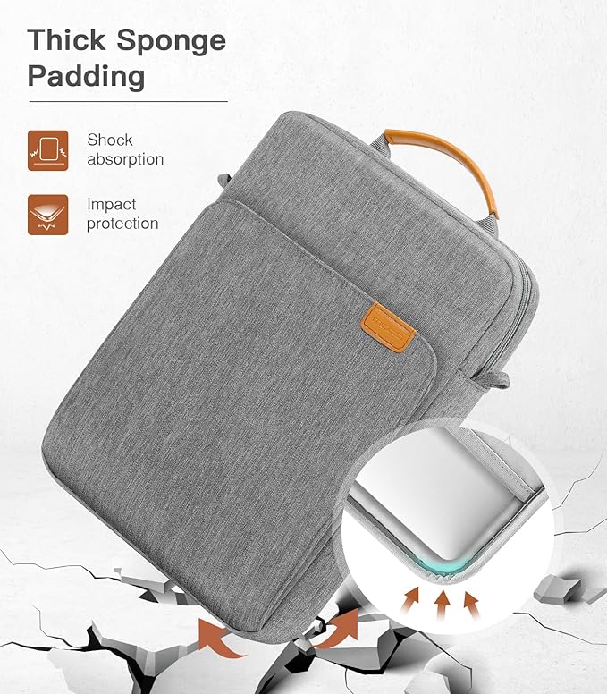 MoKo 13.3-14 Inch Laptop Sleeve Bag Fits MacBook Pro M3/M2 14" 2023, MacBook Pro 13" M2, New MacBook Air 13.6" M3/M2 2024/2022,Tab S8 Ultra 14.6",Handle Carrying Case with Shoulder Strap, Dark Gray