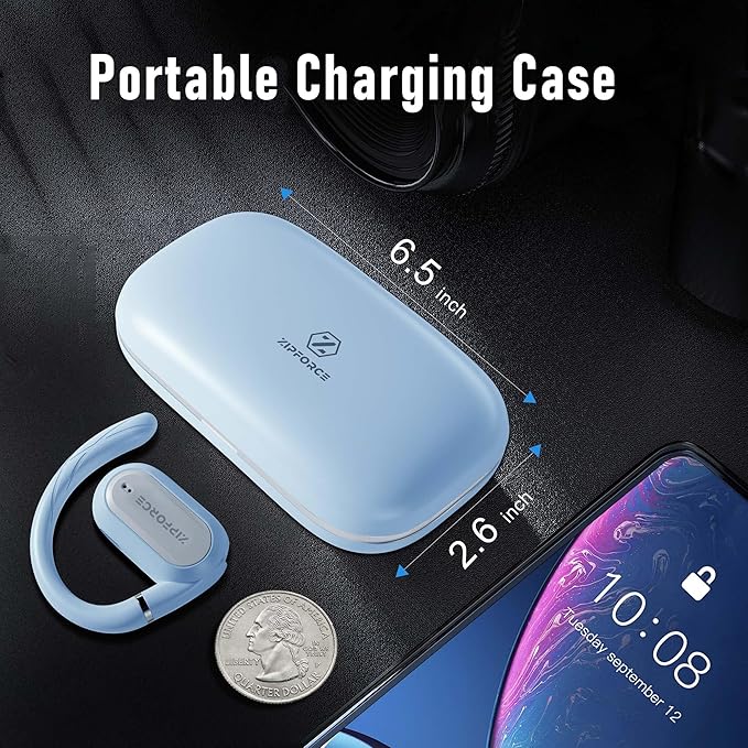 ZIPFORCE True Wireless Earbuds, Open-Ear Bluetooth 5.3 Headphones 4-Mics ENC Clear Call, OWS Bluetooth Earbuds Touch Control, IPX6 Waterproof TWS, Light-Weight Earphones