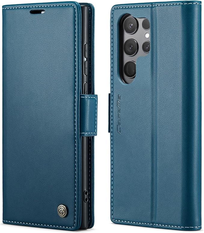 SINIANL for Samsung Galaxy S25 Ultra Wallet Case with RFID Blocking, S25 Ultra Case Wallet for Men Women with Card Holder Magnetic Clasp Kickstand Leather Book Folio Case for Galaxy S25 Ultra Blue