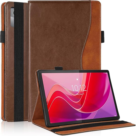 Case for Lenovo Tab M11 / Tab K11 LTE 11 Inch (TB330FU) 2024 Bussiness Premium PU Leather Protective Case Lightweight Flip Stand with Elastic Band & Card Holder for Lenovo Tab M11-Brown