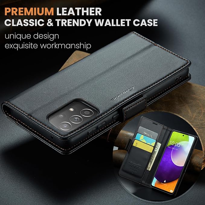 for Samsung Galaxy A52 4G/5G Case, Premium PU Leather Wallet Case Flip Cover with [RFID Blocking][Card Holder][Stand Function] for Samsung Galaxy A52 (5G/4G)/A52s 5G, Black