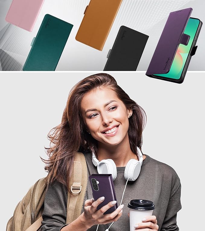 Wallet Flip Case for Samsung Galaxy A26 5G - [RFID Blocking] Luxury PU Leather Card Holder Magnetic Phone Cover with Kickstand,Shockproof Protective Case,Purple