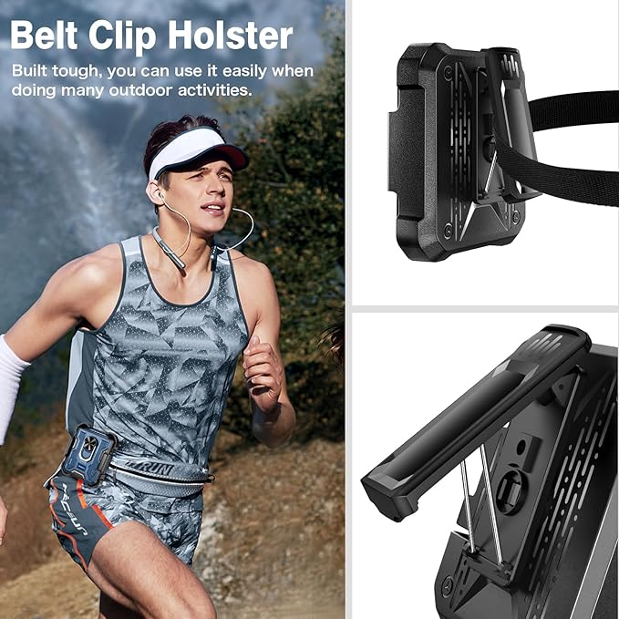 VEGO for Samsung Flip 5 Case with Belt Clip Holster, Hinge Protection with 360°Ring Magnetic Kickstand & Camera Screen Protector Heavy Duty Protective Armor Cover - Blue