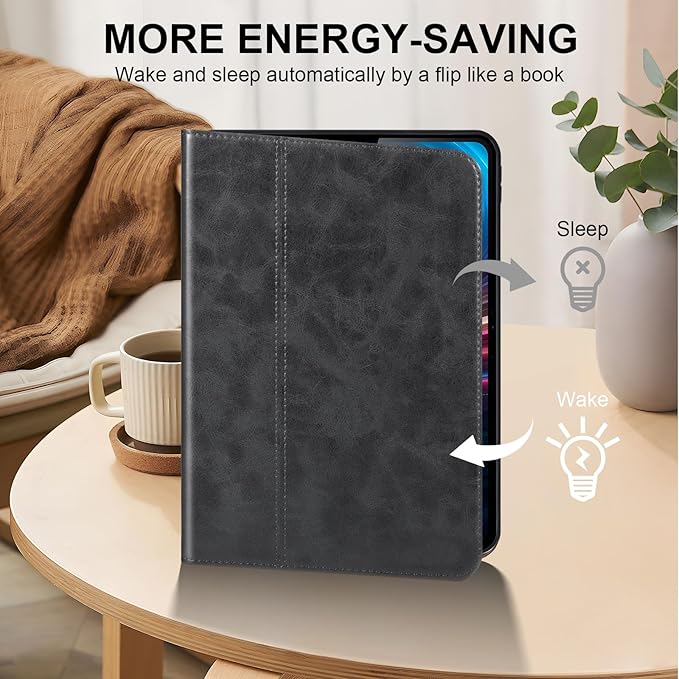 for Ipad Pro 11-inch 4th/3rd/2nd/1st Gen Case 2022/2021/2020/2018 Genuine Leather Cover Protective Shell,Auto Wake/Sleep.Classic Black