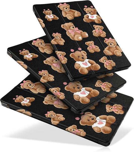 DONGKE Case for Samsung Galaxy Tab A9+/A9 Plus 11 inch 2024 2023 (SM-X210/X216/X218), Slim Stand Hard PC Translucent Back Shell Smart Cover, Auto Wake/Sleep - Cartoon Bear