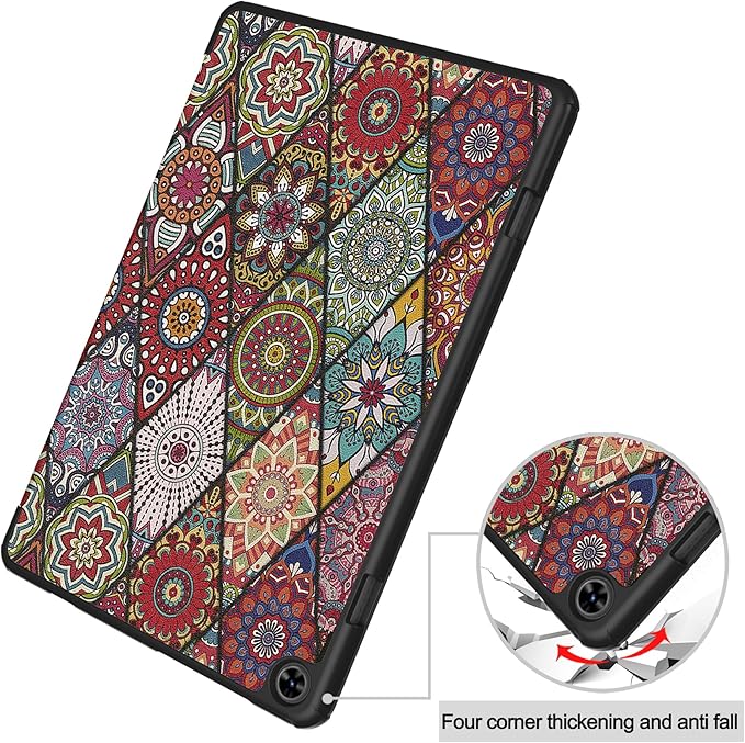 Portable Electronic Device Cover for TECLAST T50 11.0 inch Tablet, Ultra-Thin PU Leather Stand Case, Multi-Angle Viewing, Corner Protection, Mandala