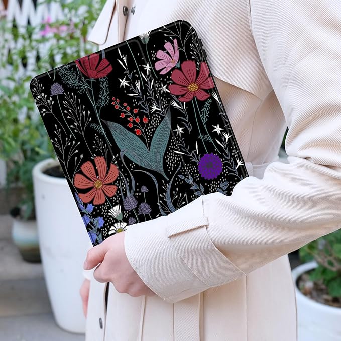 Case for Samsung Galaxy Tab S8 2022 & S7 2020, Shockproof Tablet Case for Samsung Tab S8/S7 11 inch with Auto Sleep/Wake & Trifold Stand & Soft TPU Back Cover, Wild Flowers