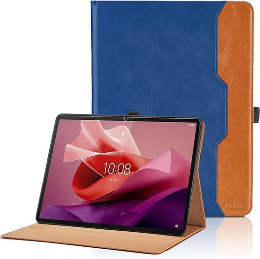 Case for Lenovo Tab P12/Xiaoxin Pad Pro 12.7 Inch 2023 (TB370FU) - PU Leather Business Folio Case with Pocket, Auto Wake/Sleep Smart Tablet Cover,Blue