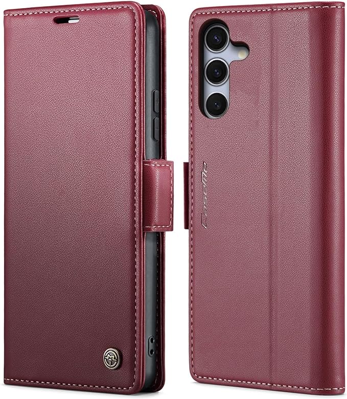 SINIANL for Samsung Galaxy S25 Wallet Case with RFID Blocking, S25 Case Wallet for Men Women with Card Holder Magnetic Clasp Kickstand Leather Book Folio Case for Galaxy S25 Red