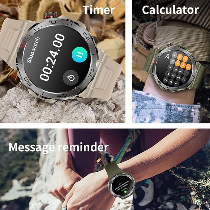 Smart Watch 1.43" AMOLED Display, Bluetooth Calling, IP68 Waterproof, Heart Rate Monitoring, Sleep Monitoring，Multi-Sport Fitness Tracking, Voice Assistant (Yellow)