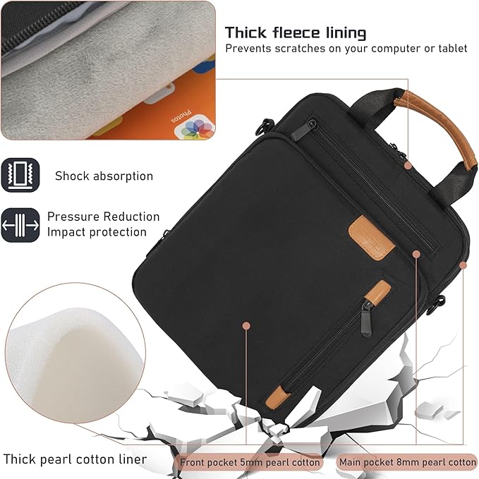 12.9 Inch Tablet Sleeve Bag, Padded Protective Carrying Case for iPad Pro M4 & Air M2 2024, Samsung Galaxy Tab S9 FE+/S9+/S8+/S7 FE/S7+ 12.4" 2022/2023, Surface Laptop Go 12.4"