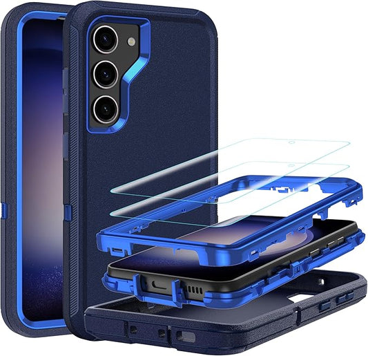 for Samsung Galaxy S23+ Plus Case with [2 Pack] HD Screen Protector, [Military-Grade] Shockproof Dust/Drop Proof 3-Layer Full Body Protection Heavy Duty Case for Galaxy S23 Plus, Navy