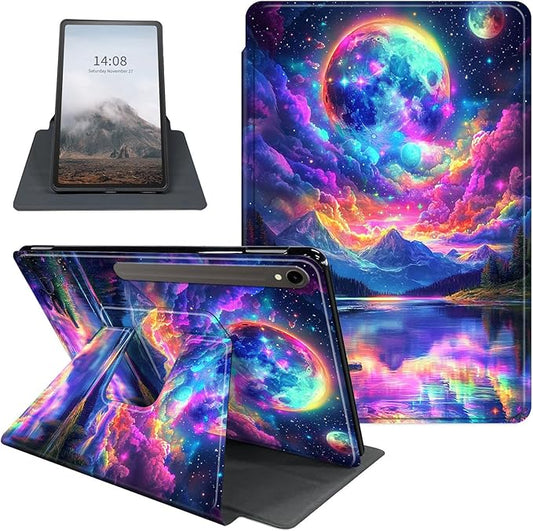 Case for Samsung Galaxy Tab S10 FE / S9 FE 5G 10.9 inch & Tab S9 11 inch, PU Leather 360° Rotating Stand Cover, Auto Sleep/Wake, Folio Smart Protective Cover, Fantasy Mountains