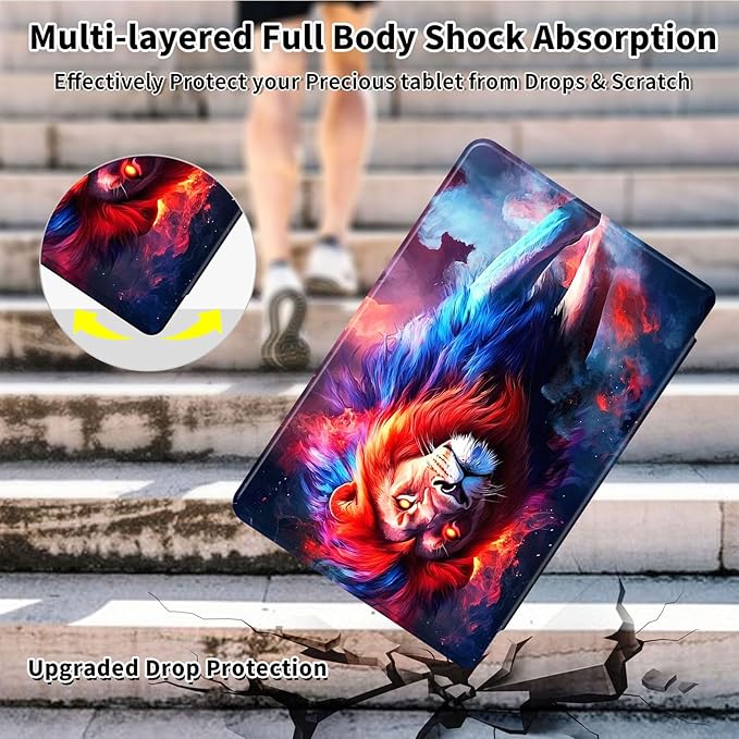 Case for 12.4 inch Galaxy Tab S10 Plus Case (2024), Galaxy Tab S9 Plus Case (2023), 360 Degree Rotating Folio Stand Smart PU Leather Cover, Auto Sleep/Wake, Lion
