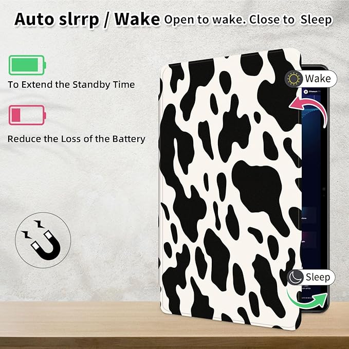Case for Samsung Galaxy Tab S10 Ultra/Tab S9 Ultra 14.6-Inch, 360 Degree Rotating Folio Stand Smart Cover for Galaxy Tab S10 Ultra/ S9 Ultra 14.6'', Auto Sleep/Wake, Cow Print