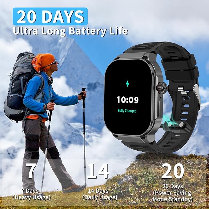 Smart Watch(Answer/Dial Calls), 2.06" AMOLED Screen Smartwatch for Men, Fitness Tracker with 120+Sports Modes, AI Voice,Heart Rate,Blood Oxygen,IP67 Waterproof Smart Watch for Android iOS Phones