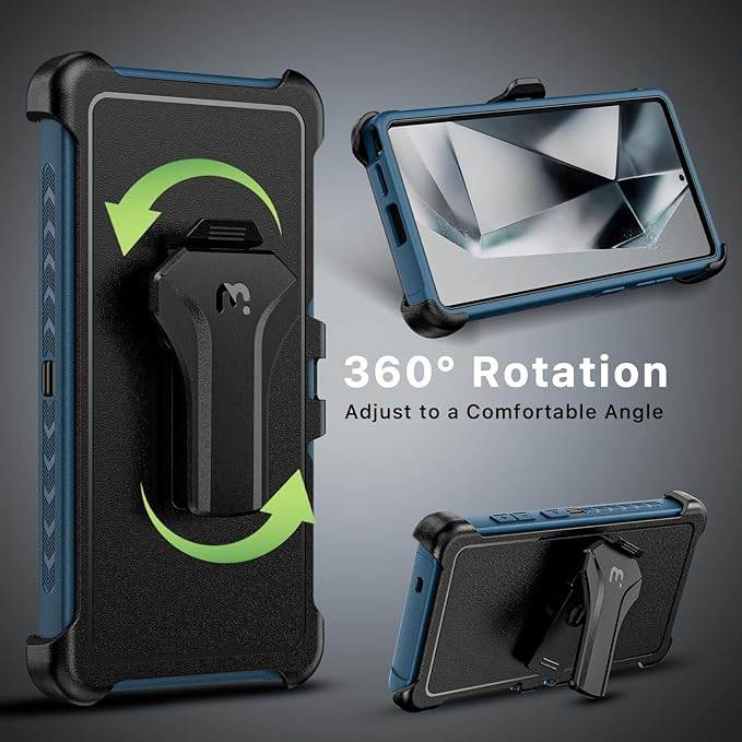 M MYBAT PRO Maverick Series for Samsung Galaxy S25 Ultra Case with Belt Clip Holster, 6.9 inch, Heavy Duty Military Grade Drop Protective Case w 360° Rotating Stand (No Screen Protector) Blue