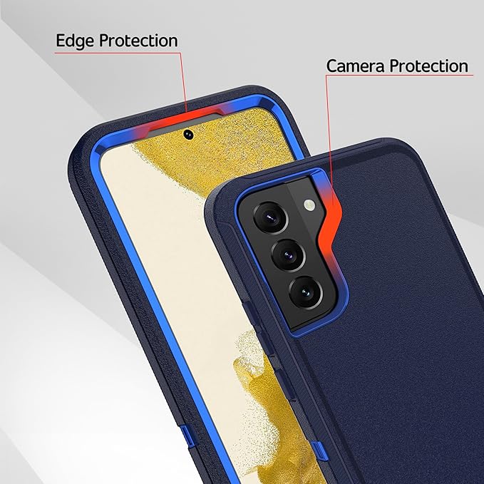 for Samsung Galaxy S22 Plus Case with [2 Pack] HD Screen Protector, [Military-Grade] Shockproof Dust/Drop Proof 3-Layer Full Body Protection Heavy Duty Case for Galaxy S22+ Plus, Navy