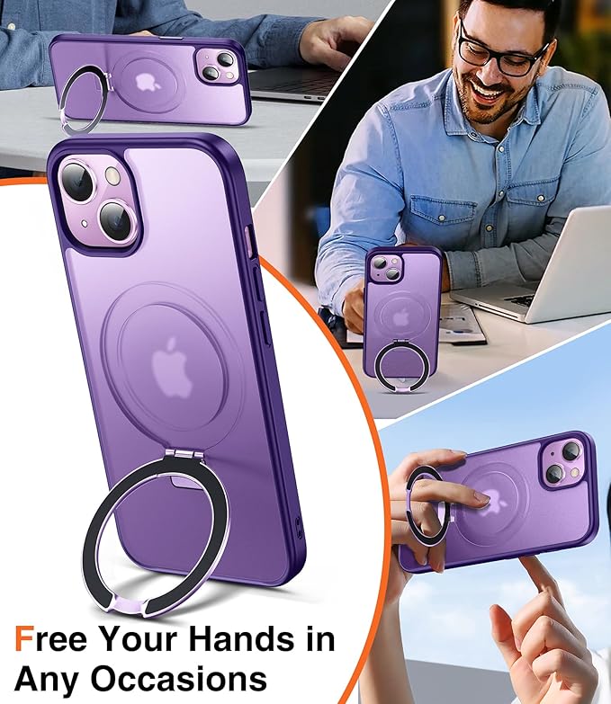 3-in-1 [Magnetic+Kickstand+Ring Holder] for iPhone 13 Case, iPhone 14 Case Compatible with MagSafe, Phone Case iPhone 13/14 with Stand Military Shockproof Protective Magnetic Cover
