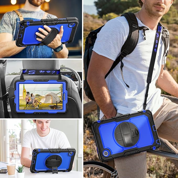 HXCASEAC Case for Lenovo Tab One/Tab K9 2025 (TB-305FU) 8.7 inch, with Screen Protector/Rotating Hand Strap/Sturdy Stand, Protective Cover for Lenovo one Tablet - Blue