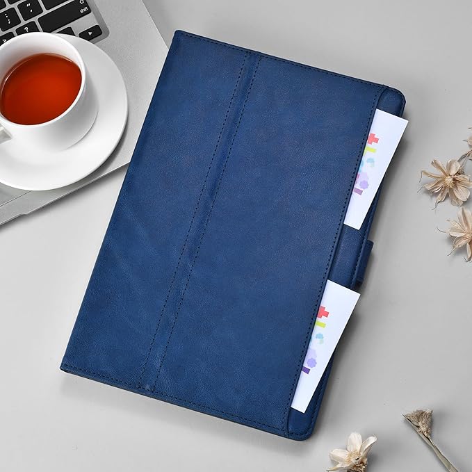 Handmade Case for Samsung Galaxy Tab A9 Plus/A9+ 5G Tablet 11 Inch 2023 SM-X210/SM-X216/SM-X218u with Pocket,Multi Angles,Magnetic Closure,Vegan Leather Folio Cover,Auto Sleep/Wake,Blue