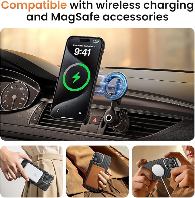 Diaclara Slim Magnetic Series Designed for iPhone 15 Pro Max Case 6.7'',[1500D Aramid Fiber] [Built in Magnet Ring], Protective Shockproof Bumper for iPhone 15 ProMax, Black