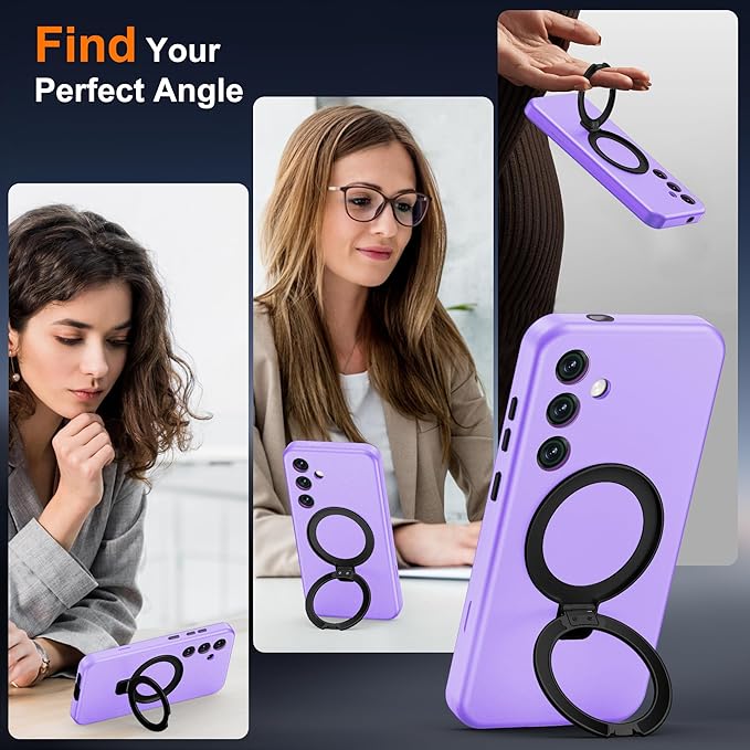 Designed for Samsung Galaxy S24 Plus Case with Magnetic Ring Stand [Compatible with Mag-Safe][Military Grade Drop Protection][Build in Kickstand] S24+ Phone Case 6.7",Light Purple