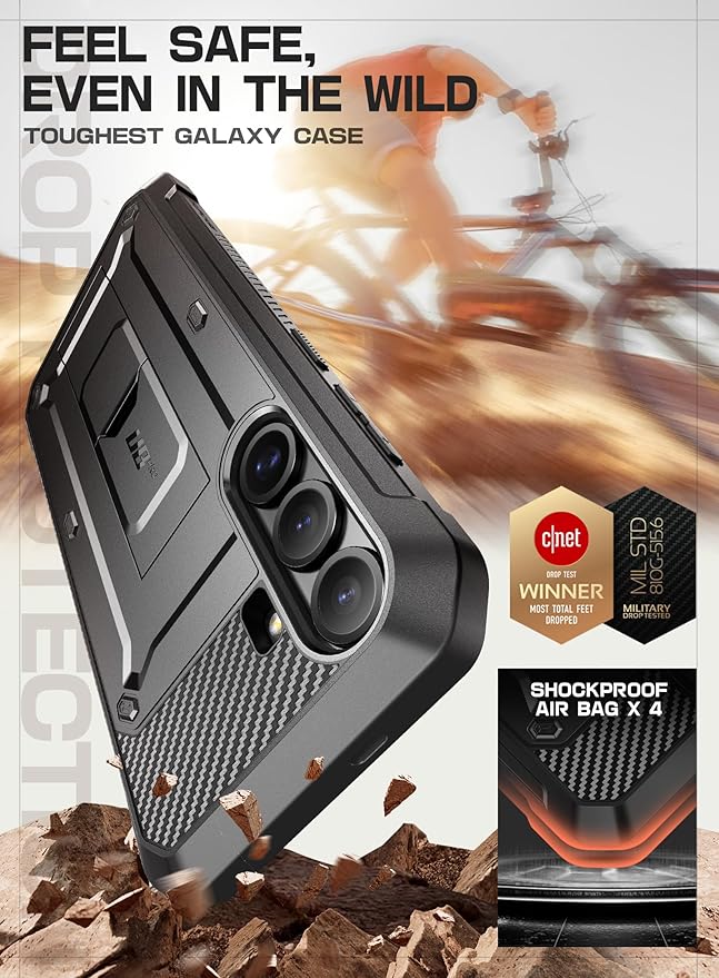 SUPCASE for Samsung Galaxy S25 Case with Stand (Unicorn Beetle Pro), [2 Front Frames] [Built-in Screen Protector & Belt-Clip] Military-Grade Protection Rugged Phone Case for Galaxy S25 6.2", Black