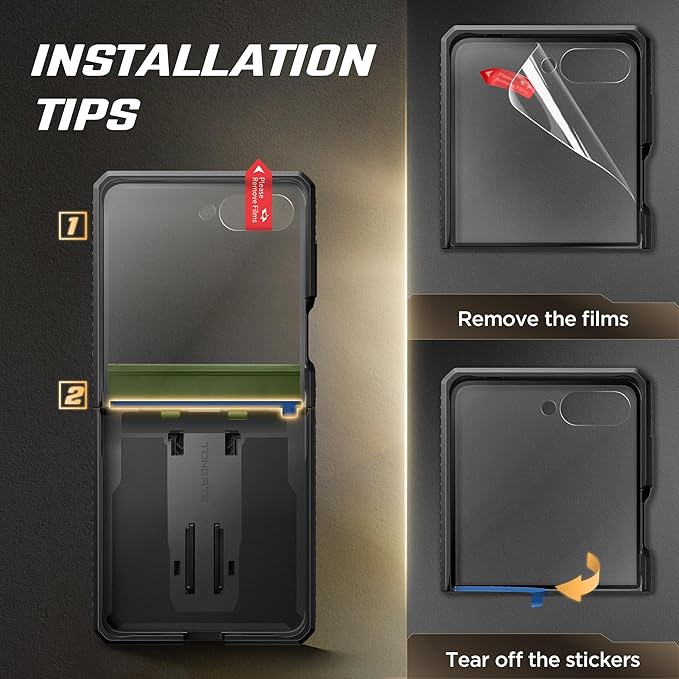 TONGATE for Z Flip 7 Case with Privacy Screen Protector, [Stand & Belt-Clip] [Hinge Protection] [Anti-Slip], Full-Body Military Grade Protective Phone Case for Samsung Galaxy Z Flip 7 5g 2025, Green