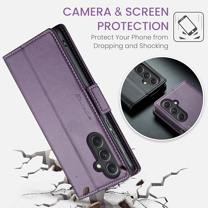 for Samsung Galaxy A54 5G Case, Premium PU Leather Wallet Case Flip Cover with [RFID Blocking][Card Holder][Stand Function] Shockproof Protective for Samsung Galaxy A54, Purple