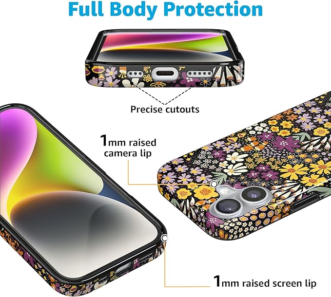 Casely iPhone 17 Case | Falling for You | Plum Floral | Compatible with MagSafe | Classic Ultra Slim Design