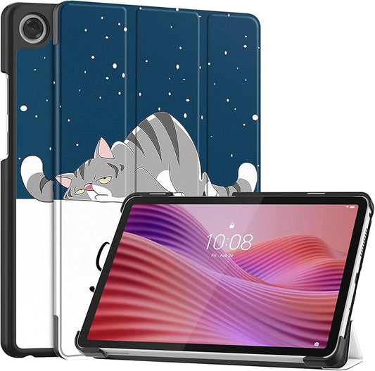 Case for Lenovo Tab One 8.7'' / Tab K9 Case, Folding Folio Ultra-Thin PU Leather Stand Case Cover with Auto Wake/Sleep for Lenovo Tab K9 8.7 Inch Lazy Cat