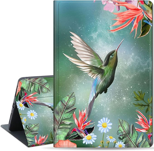 Slim Case for Samsung Galaxy Tab S10 FE / S9 FE 5G 10.9" & Tab S9 11", PU Leather Protective Cover, Multi-Angle Stand, Auto Sleep/Wake, Hummingbird
