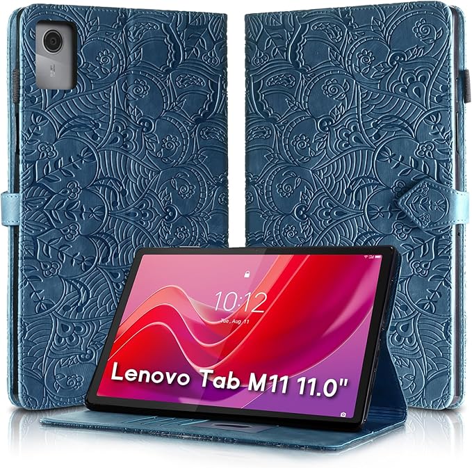 Vine Funda para for Lenovo Tab M11 11 Inch 2024, Soft Touch Premium Faux Leather Made with Card Slots, Water-Proof Precise Cutouts Compatible with Lenovo Tab K11 / M11 TB-330FU/TB-330KU Blue