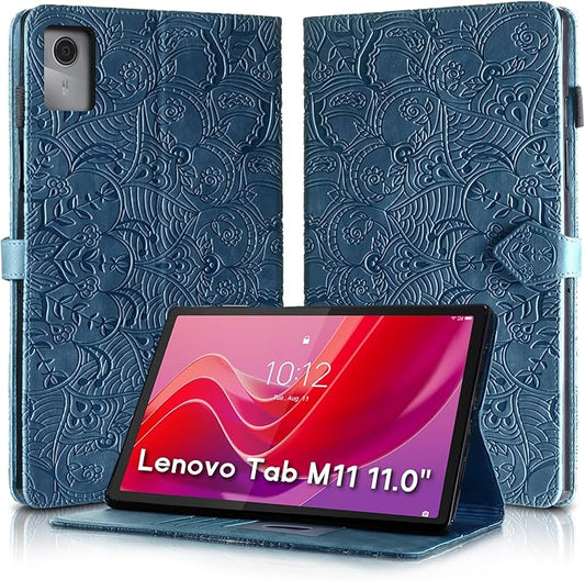 Vine Funda para for Lenovo Tab M11 11 Inch 2024, Soft Touch Premium Faux Leather Made with Card Slots, Water-Proof Precise Cutouts Compatible with Lenovo Tab K11 / M11 TB-330FU/TB-330KU Blue