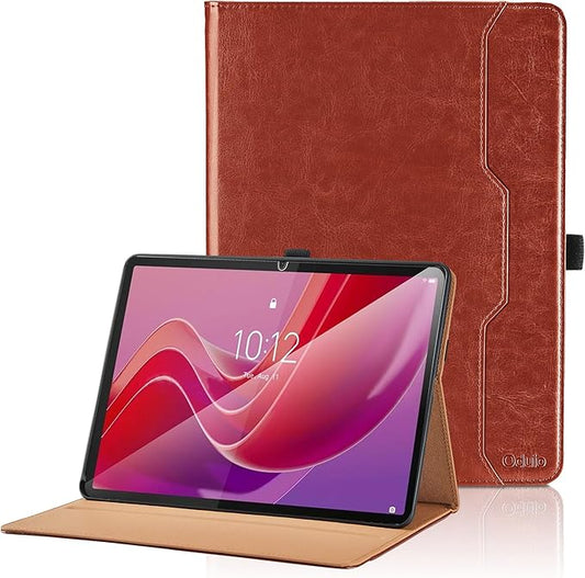 Case for Lenovo Tab M11 (TB-330FU/TB-331FC)/Tab K11 LTE 11 Inch 2024 - PU Leather Business Folio Case with Hand Strap and Pocket, Auto Wake/Sleep Smart Tablet Cover, Brown