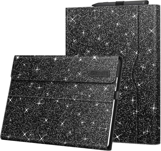 Fintie Case for 13 Inch Microsoft Surface Pro 11/10/9 - Multiple Angle Viewing Portfolio Business Cover with Pocket & Stylus Holder, Compatible with Type Cover Keyboard (Glitter Black)