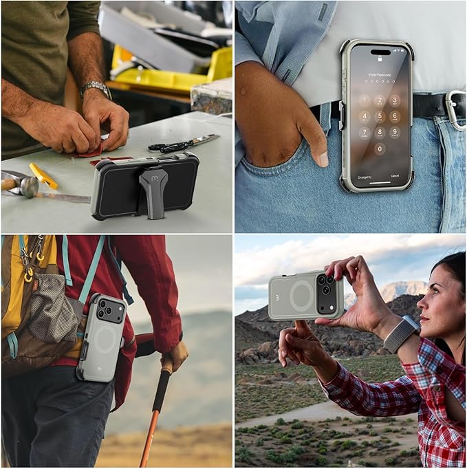 M MYBAT PRO for iPhone 17 Pro Max Case with Belt Clip Holster, Maverick Series 17 Pro Max Case[Compatible with Magsafe] w/Screen Protector,Anti-Drop,with 360°Rotating Kickstand,Heavy Duty Protection