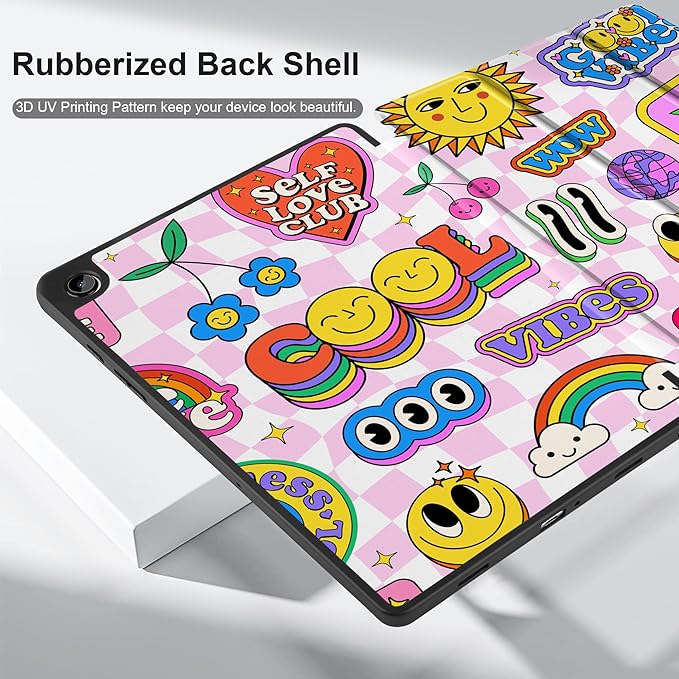 MEEgoodo Case for Samsung Galaxy Tab A9 Plus 11 inch Cover 2024 2023 with S Pen Holder, A9+ Smart Tablet Cases with Leather Trifold Stand+Soft TPU Back Shell+Smart Auto Wake/Sleep, Pattern Stickers