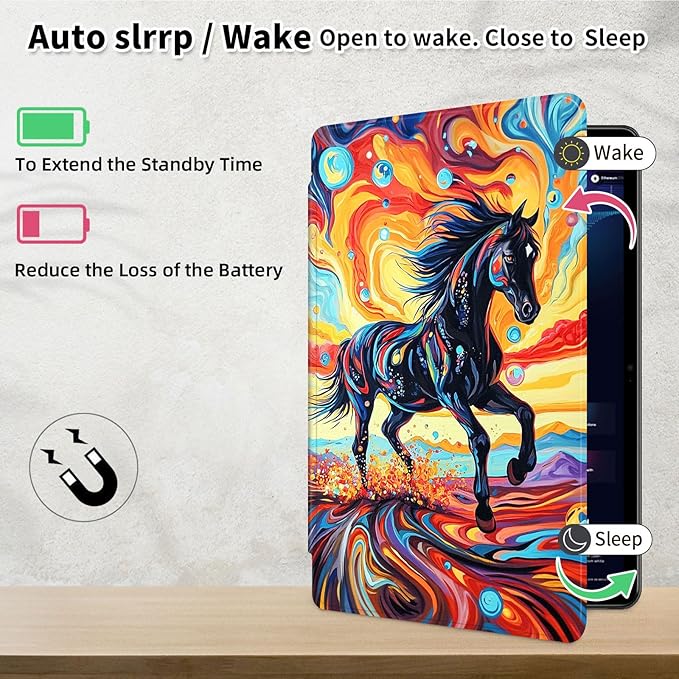 Case for Samsung Galaxy Tab S10 Ultra/Tab S9 Ultra 14.6-Inch, 360 Degree Rotating Folio Stand Smart Cover for Galaxy Tab S10 Ultra/ S9 Ultra 14.6'', Auto Sleep/Wake, Black Stallion