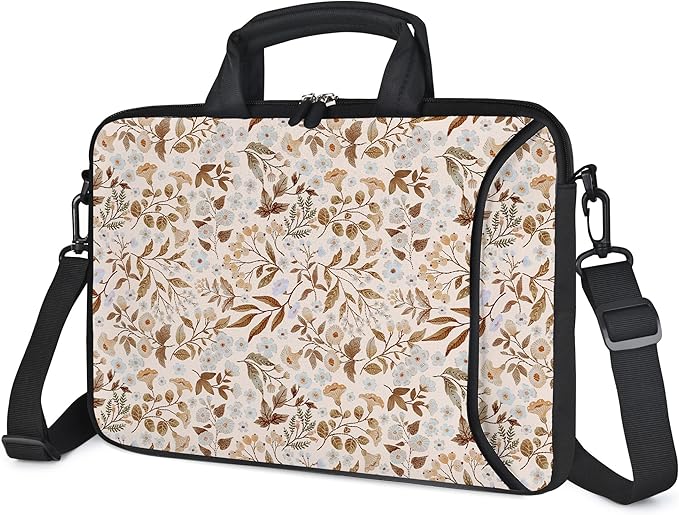 RICHEN 14 15 15.4 15.6 inch Laptop Shoulder Bag Messenger Bag Notebook Handle Sleeve Neoprene Carrying Case with Accessories Pocket (14-15.6 inch, Sicilian Flowers)